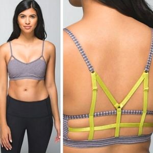 lululemon athletica Striped Sports Bra with Yellow Straps